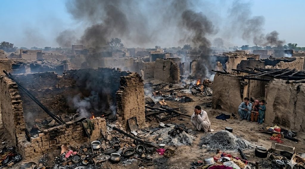جیکب آباد میں پسند کی شادی پر گاؤں نذرِ آتش، درجنوں گھر جلا دیے گئے